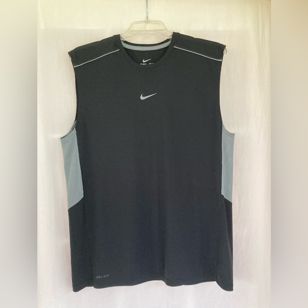 Nike Mens Sports DRI-FIT Athletics Tank Top Sleeveless Round Neck Black Size XL